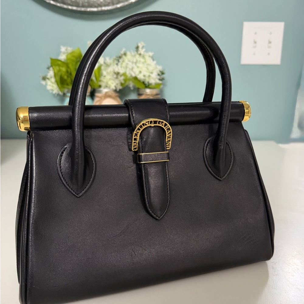 Vintage Valentino Garavani Leather Top Handle Satchel Handbag